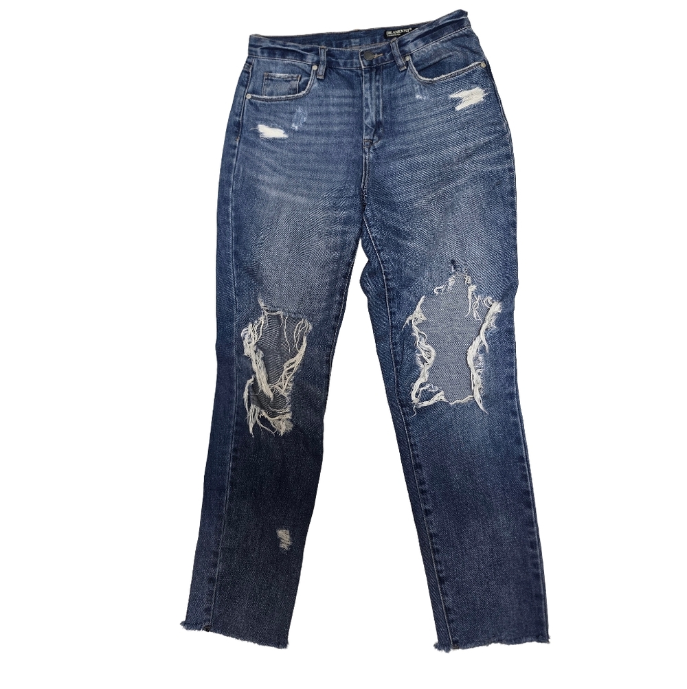 Blank NYC Rivington High Rise Distressed Jeans Raw Hem Tapered Sz 28
